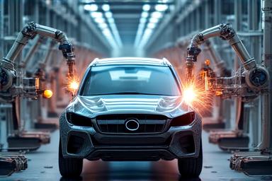 自動車部品工場の自動化ライン