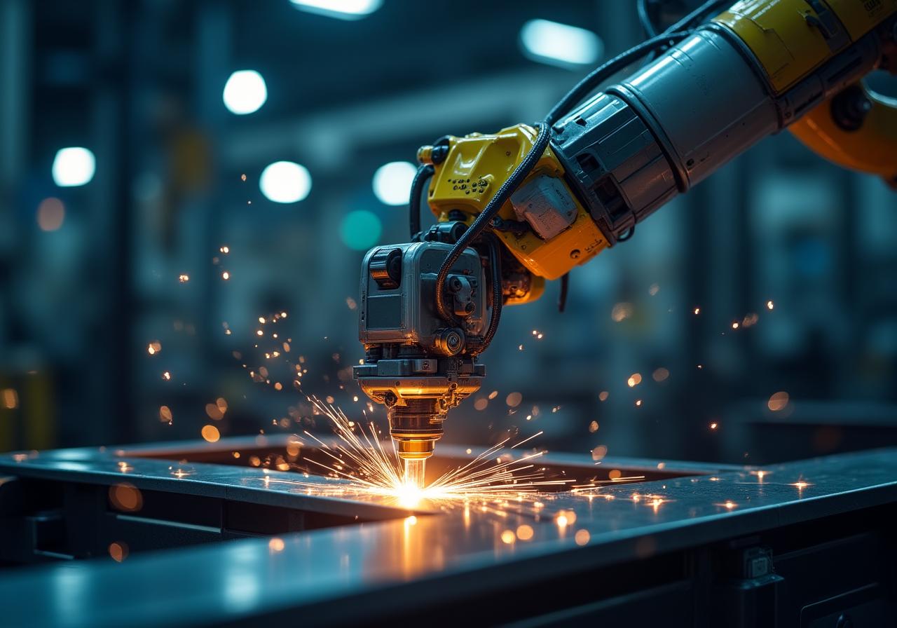 高度な産業用ロボットの動作風景